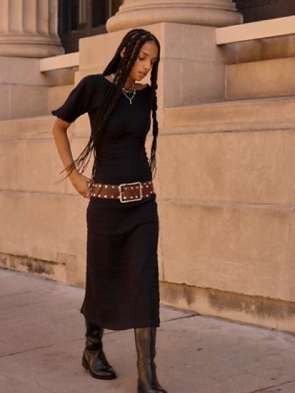 Free People Cozy Core MIDI dress XS NWT BLACK